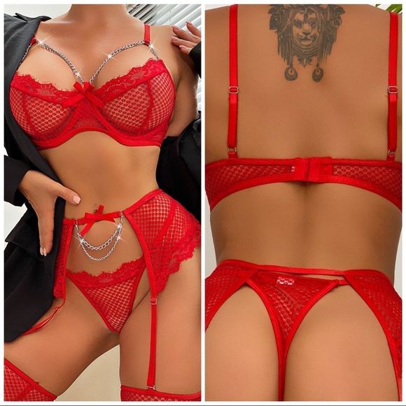 ❤️ NEW Four Pieces Embroidery Lingerie Set - Picture 1 of 7